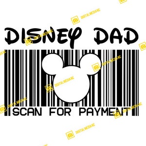 Diz DAD, scan voor betaling, Mickey, oren, kasteel | SVG-png-bestand | Silhouette Cricut Cutting Ready, direct downloaden