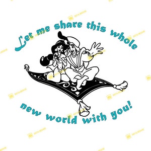 Aladdin, Jasmine, A Whole New World | SVG PNG | Silhouette Cricut Cutting Ready Instant Download