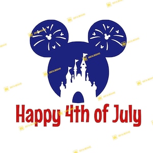 Schloss, Glücklicher 4. Juli, Unabhängigkeitstag, Mickey, Minnie | SVG PNG | Silhouette Cricut Schneiden Bereit Sofortiger Download