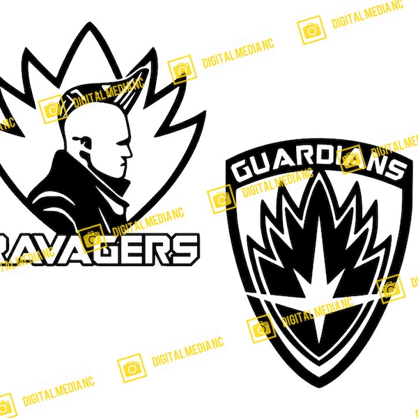 Guardians of the Galaxy, Star Lord, Yondu, Ravagers, Rocket, Groot, Drax, Gamora | SVG PNG | Silhouette Cricut Cut Ready Instant Download