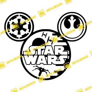 Star Wars, Mickey Ohren, Tie Fighter, X Wing, Empire, Rebellion, Death Star | SVG PNG | Silhouette Cricut Schneiden Bereit Sofort Download