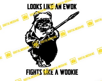 Star Wars, Ser ut som en Ewok, Slåss som en Wookiee, Wicket, Endor, ROTJ | PNG | Silhouette Cricut Skärklar Direkt Nedladdning