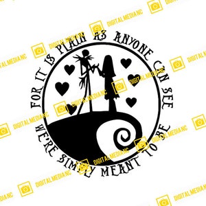 Jack und Sally, Alptraum vor Weihnachten, Zugehörigkeit | SVG PNG | Silhouette Cricut Schneiden Bereit Sofortiger Download