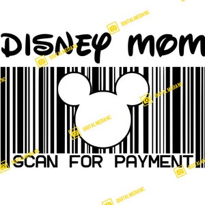 Diz MOM, scan voor betaling, Mickey, oren, kasteel | SVG-png-bestand | Silhouette Cricut Cutting Ready, direct downloaden
