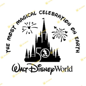 La mayoría de la celebración mágica 50 versión 2, Mickey, Orlando, Castle, / SVG PNG / Silhouette Cricut Cutting Ready Instant Download