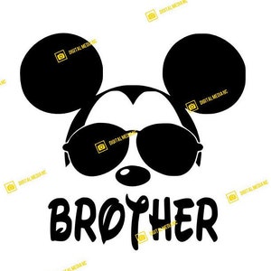 Mickey, Hermano Diz, Familia, Orejas, Castillo, Gafas de sol, SVG PNG, Corte Cricut de silueta listo para descarga instantánea