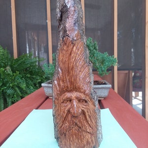 Large Hand Carved Rustic Wooden &quot;Mustache Mountain Man&quot; - Rustic Decor - Log Cabin and Lodge Decor