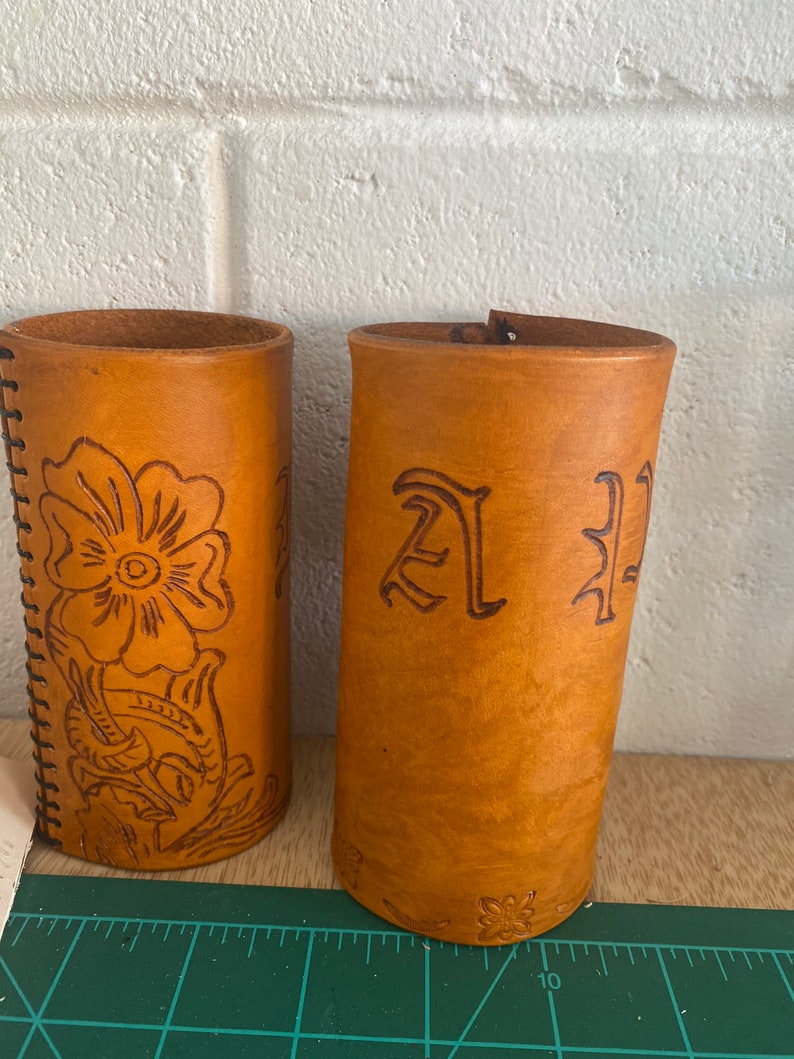 Custom Leather Beer Koozies, Pint Glass Sleeves, and Whiteclaw Koozies