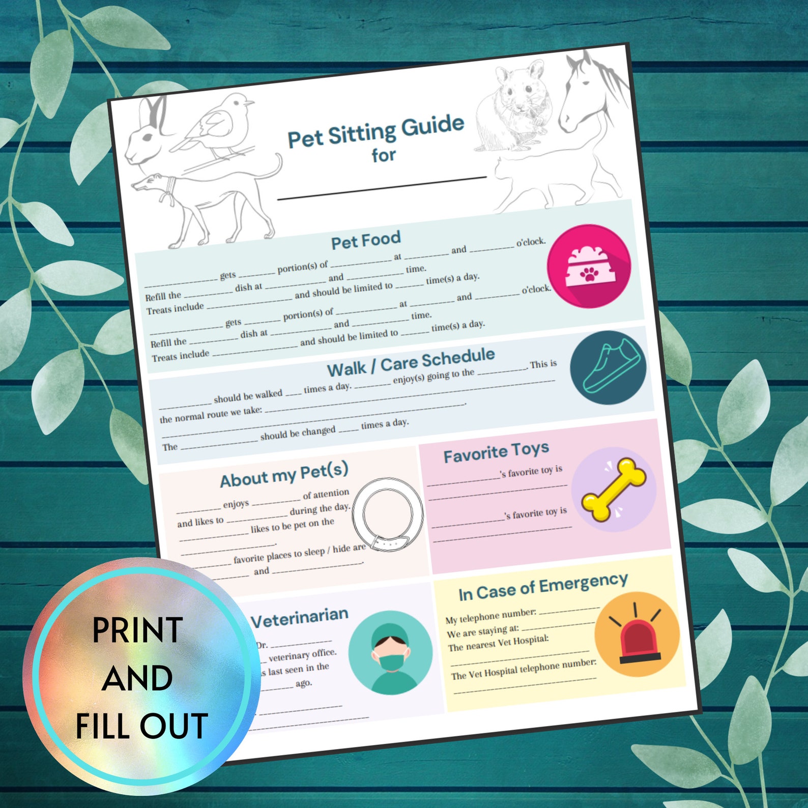 Pet Sitting Guide for Your Pet Etsy