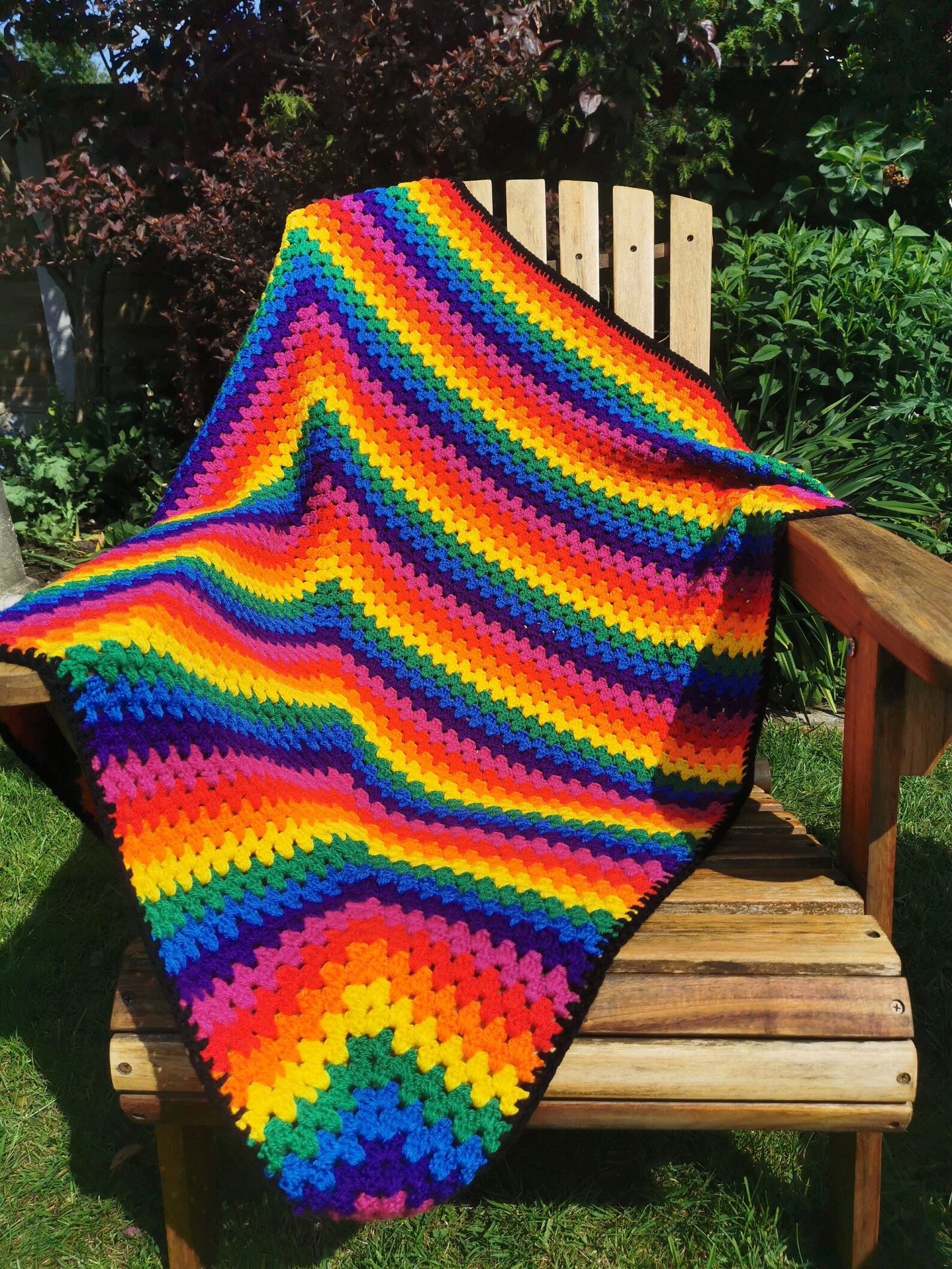 Crochet Rainbow Granny Square Blanket Throw Snuggle Blanket Etsy