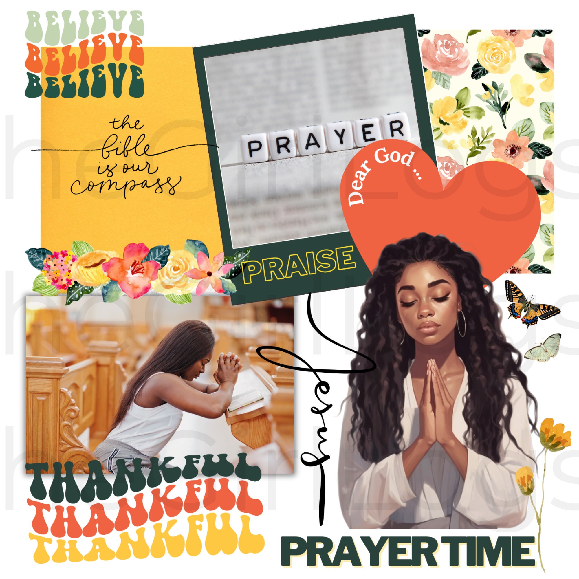 Prayer Sticker Layout Digital Prayer Board Kit, Prayer Stickers, Digital Bible Journaling ...