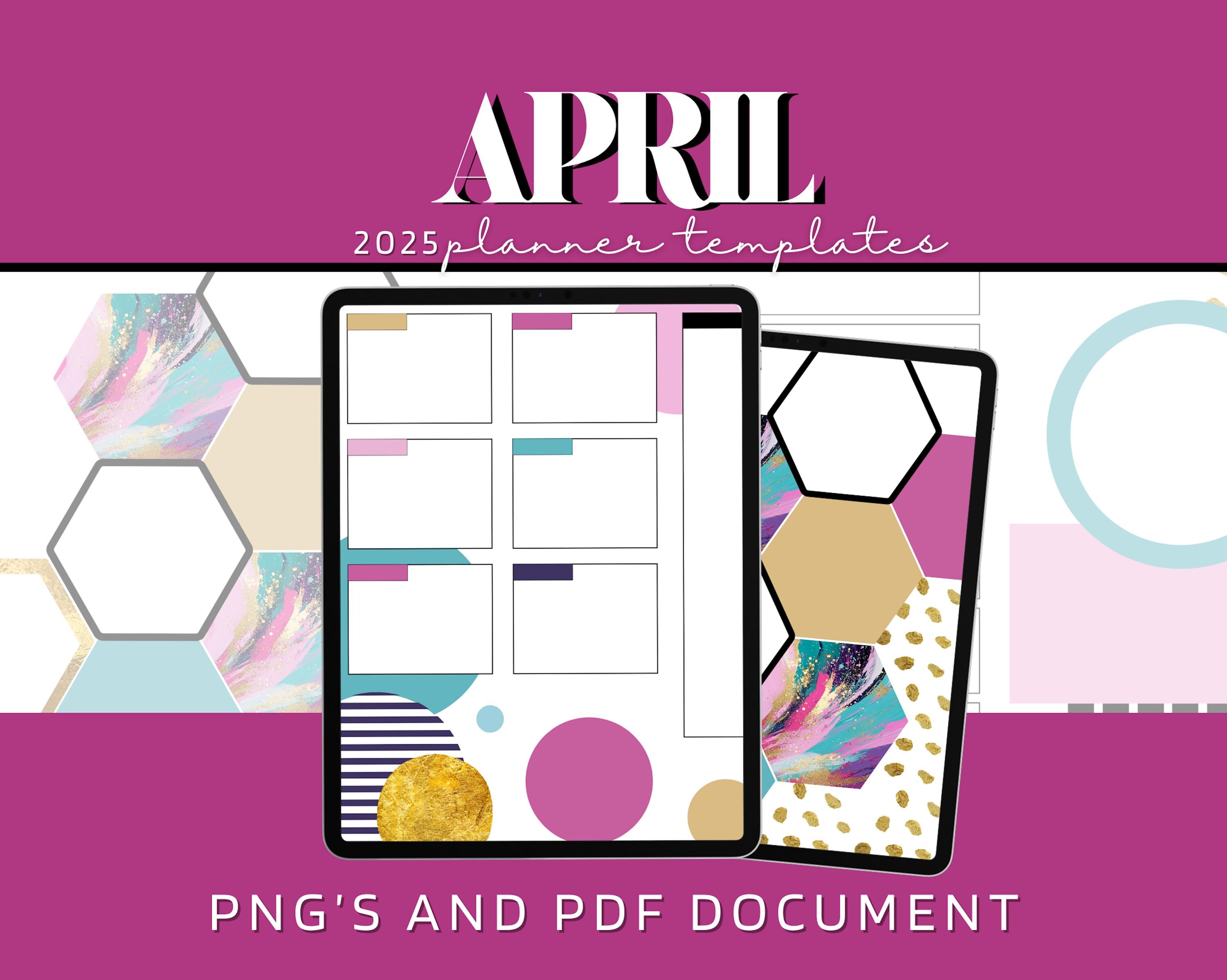 2025 April Pre-made Digital Planner Templates, Pre- Made Planner ...