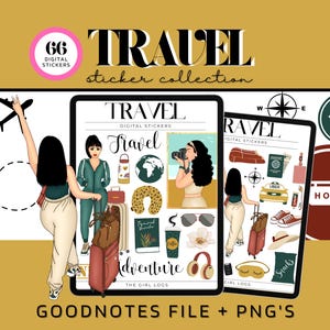Travel Digital Stickers, Vacation Goodnotes Stickers, Travel Icons, Pre-Cropped Goodnotes Stickers, Travel Planner Stickers