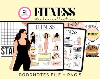 Fitness Stickers, Goodnotes Stickers, Digital Fitness Stickers, Fitness Planner, Digital Stickers, Workout Goodnotes, Planner Stickers