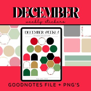 December 2024 Weekly Shapes Inserts Pre- Cropped Digital Stickers, December Weekly Shapes Digital Goodnotes Stickers