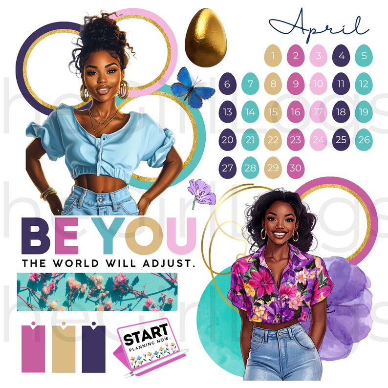 April 2025 Digital Stickers for Goodnotes, April Goodnotes Monthly ...