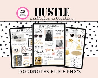 Hustle Collection For Goodnotes, Aesthetic Digital Planner Stickers, Feminine Stickers, Boss Babe Stickers, Stickers For Digital Scrapbook,