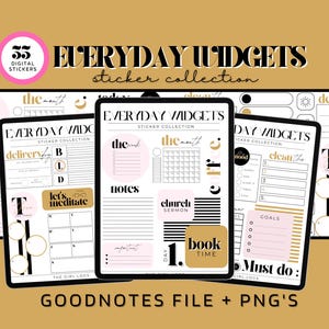 Widget Digital Planner Stickers, Transparent Stickers, Everyday Widget Stickers, Black Text Stickers, Pink Shape Widget Pre Cropped Stickers
