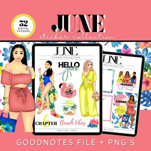 2023 June Digital Stickers For Goodnotes, June Goodnotes Monthly Stickers, Pre- Cropped June Stickers, June Digital Planning