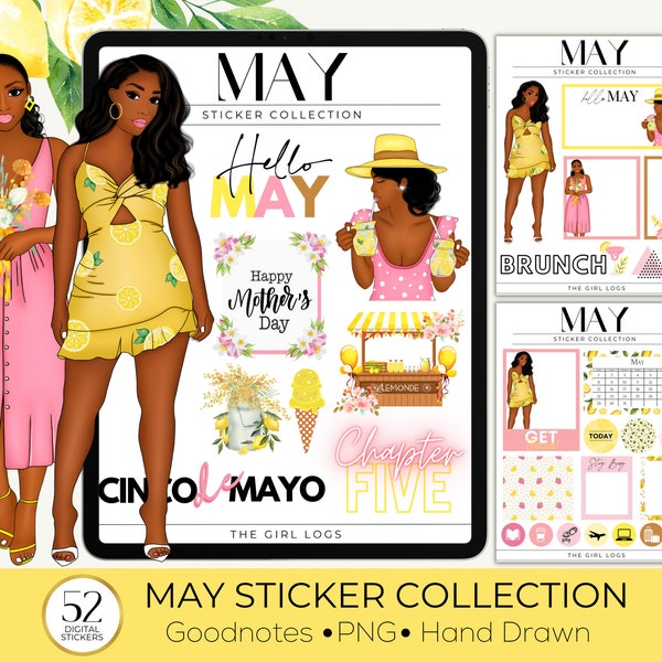 May 2023 Digital Stickers For Goodnotes, May Goodnotes Monthly Stickers, Pre- Cropped May Stickers, May Digital Planner Stickers