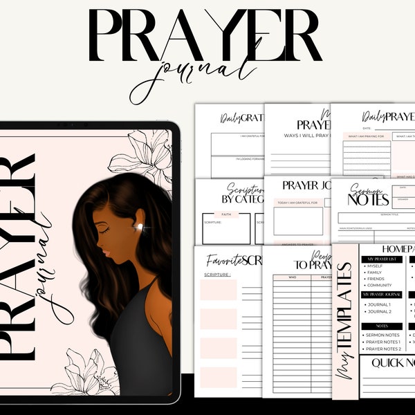 Prayer Planner, Digital Prayer Journal, GoodNotes Prayer Journal,Prayer Notes, African American Woman