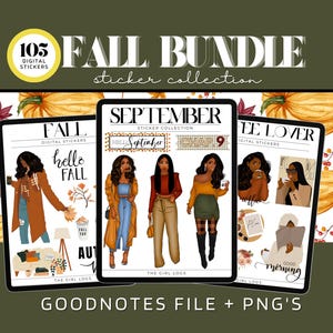Fall Bundle Digital Stickers For Goodnotes, September Goodnotes Stickers, Fall Pre- Cropped Stickers, Coffee Theme Digital Planner Stickers