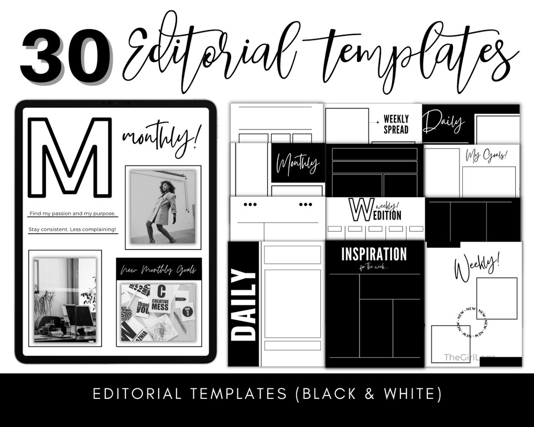 Editorial Template Aesthetic Templates Black And White Templates 