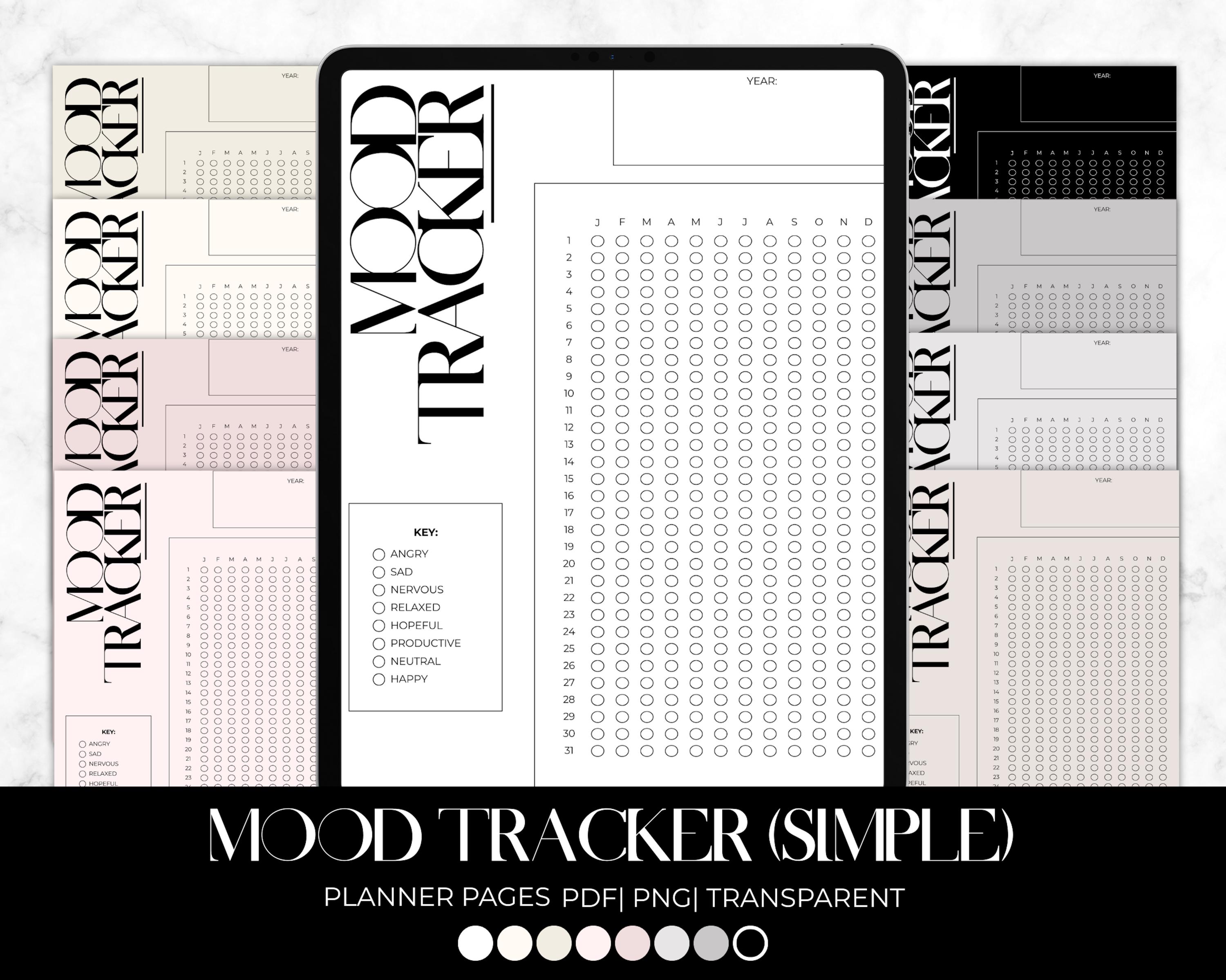 Simple Digital Mood Tracker, Minimalist Aesthetic (PDF) - Etsy