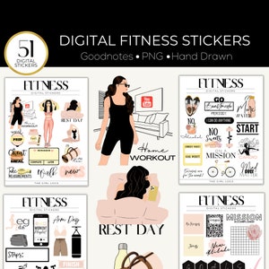 Fitness Stickers, Goodnotes Stickers, Digital Fitness Stickers, Fitness Planner, Digital Stickers, Workout Goodnotes, Planner Stickers