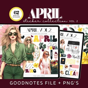 2024 April Theme Digital Stickers For Goodnotes, April Spring Goodnotes Monthly Stickers, Pre- Cropped April Stickers, April Planner