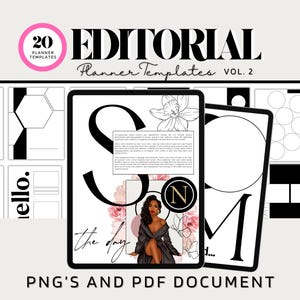 Editorial Template, Aesthetic Templates, Black and White Templates, Minimalist Digital Planner, Goodnotes templates, Inserts, iPad Planner