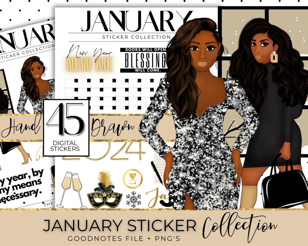 New Years Digital Planner Stickers, Happy New Years Goodnotes Stickers ...