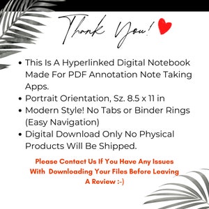 May include: White digital notebook with text: "Thank You!" and a red heart. The notebook is for PDF annotation apps, in portrait orientation, 8.5 x 11 inches. It has a modern style with no tabs or binder rings.