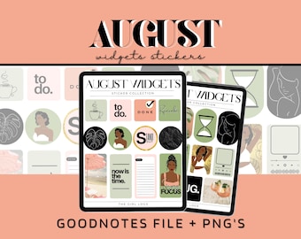 August Widgets Digital Stickers, AugustPlanner Stickers, Goodnotes Stickers, Pre-Cropped Digital Stickers