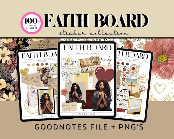 Digital Faith Board Kit, Faith Stickers, Digital Bible Journaling Stickers, Christian Digital Stickers, Faith Board, Black Girl Stickers