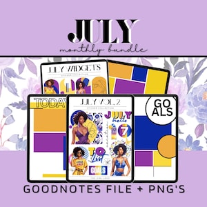 July 2024 Digital Mega Bundle, Goodnotes Pre-Cropped Stickers, July Monthly Stickers, July Widgets, July Templates, July Inserts