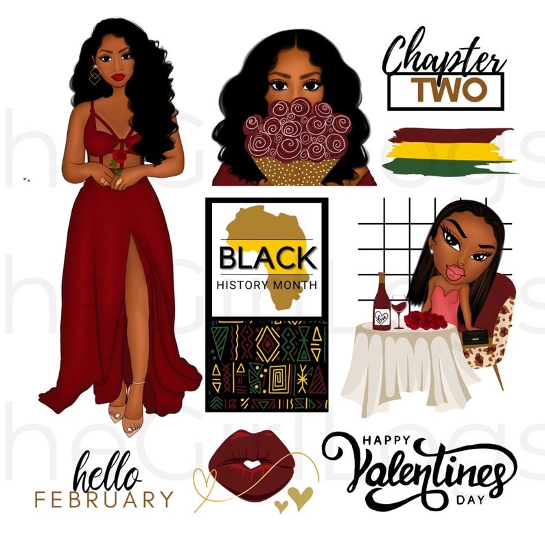 February and Valentines Day Digital Stickers, Goodnotes Pre-cropped ...