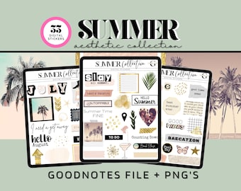 Summer Collection Digital Stickers for Goodnotes, Summer Planner Stickers, Digital Summer Sticker, Digital Scrapbook Stickers, Summer Vacay