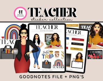 Adesivos de professores, adesivos digitais de professores Goodnotes, adesivos digitais, Goodnotes de professores, planejador de Ipad, adesivos de planejador