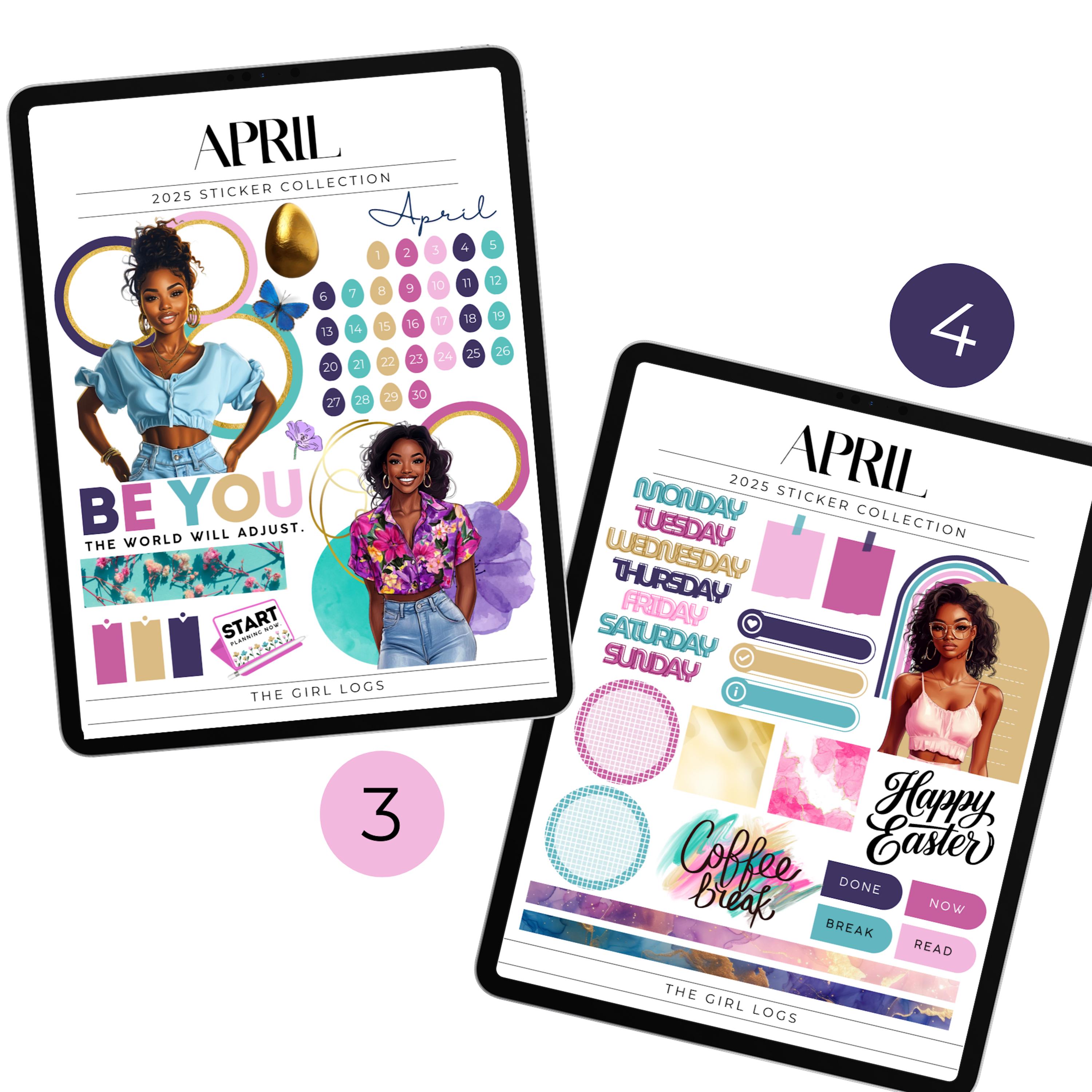 April 2025 Digital Stickers for Goodnotes, April Goodnotes Monthly ...