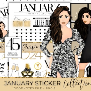 Happy New Years Goodnotes Stickers, New Years Digital Planner Stickers ...