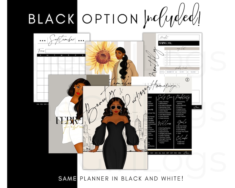 Black Girl Planner Pink Planner Templates Girl Boss Digital - Etsy
