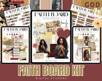 Digital Faith Board Kit, Faith Stickers, Digital Bible Journaling Stickers, Christian Digital Stickers, Faith Board, Black Girl Stickers