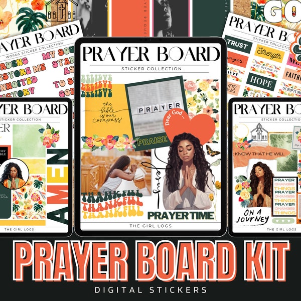 Digital Prayer Board Kit, Prayer Stickers, Digital Bible Journaling Stickers, Christian Digital Stickers, Prayer Board, Black Girl Stickers