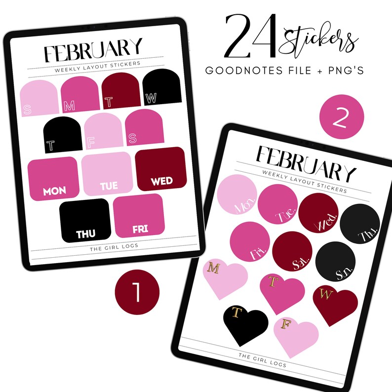 February Text Stickers 2025 February and Valentines Day Digital Stickers Bundle, Goodnotes Pre ...