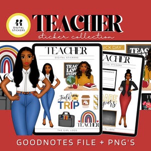 Goodnotes-stickers, stickers leraar, digitale lerarenstickers, digitale stickers, Goodnotes leraar, iPad planner, plannerstickers