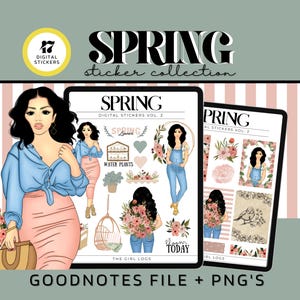 Spring Floral Goodnotes Stickers,  Spring Digital Stickers, Pre- Cropped Spring Stickers, Digital Planner Stickers