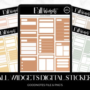 Pegatinas digitales de otoño, widgets de Goodnotes de otoño (precortados)