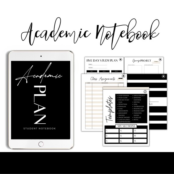 Digital Student Notebook, Minimalist Academic Notebook, Assignment Tracker, Goodnotes Notebook, Student Templates