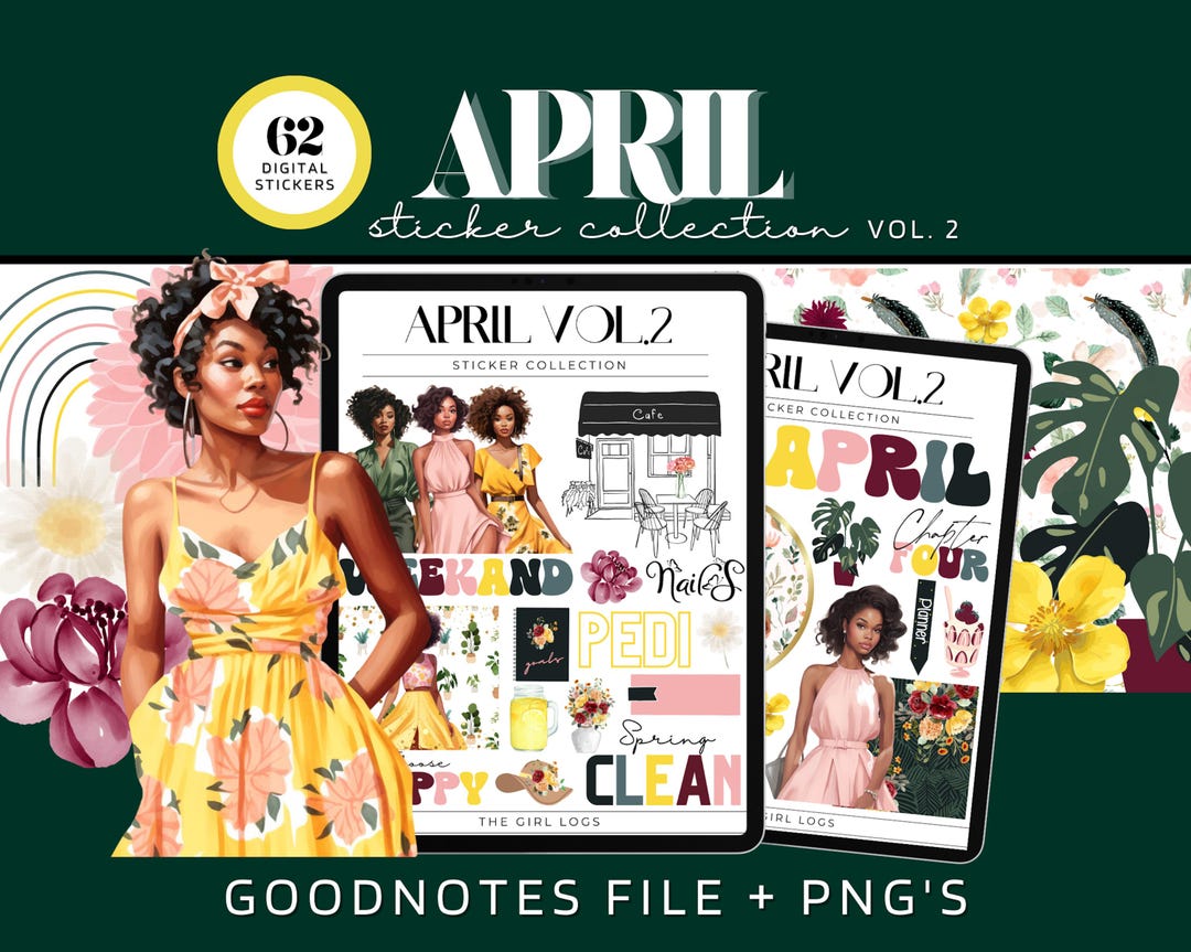 April 2024 Digital Stickers for Goodnotes, April Goodnotes Monthly ...
